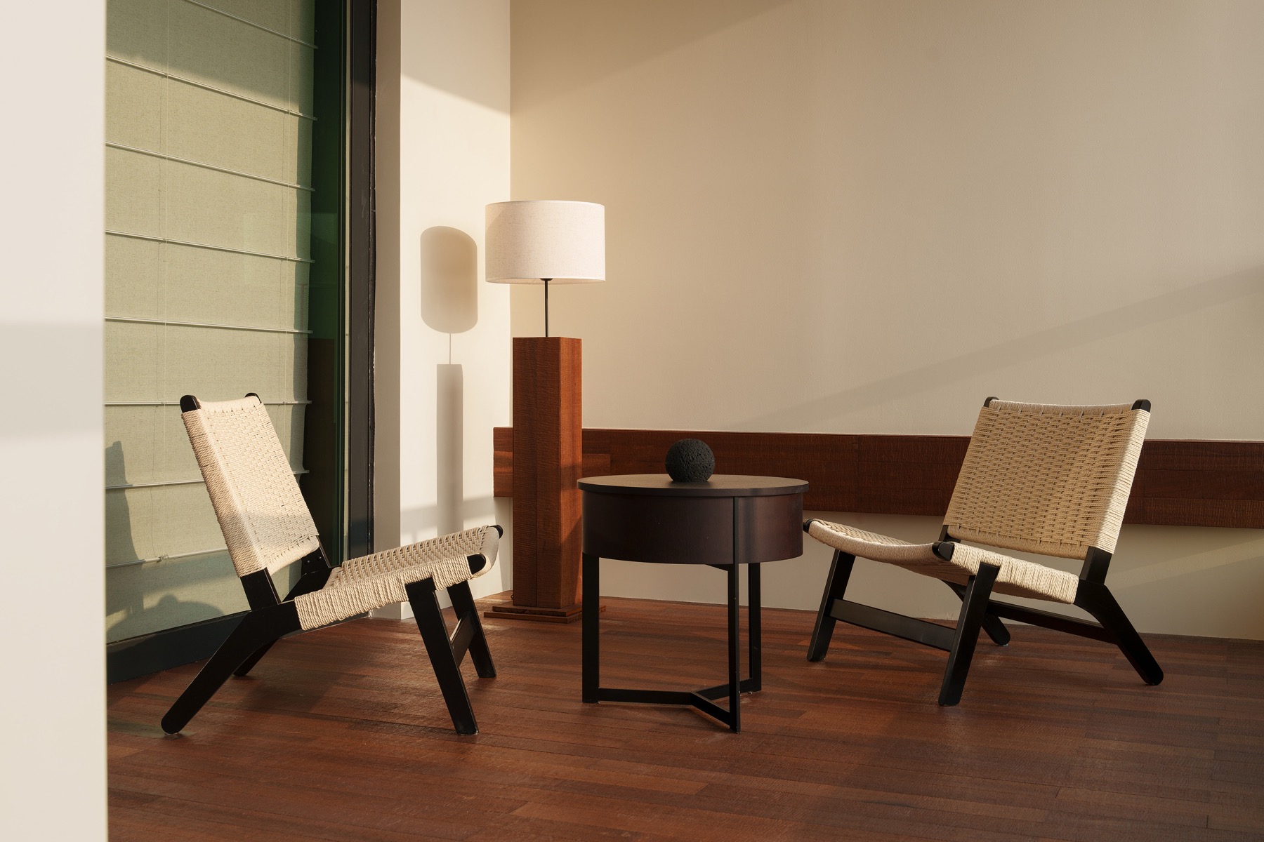 Terrace with rattan chairs
