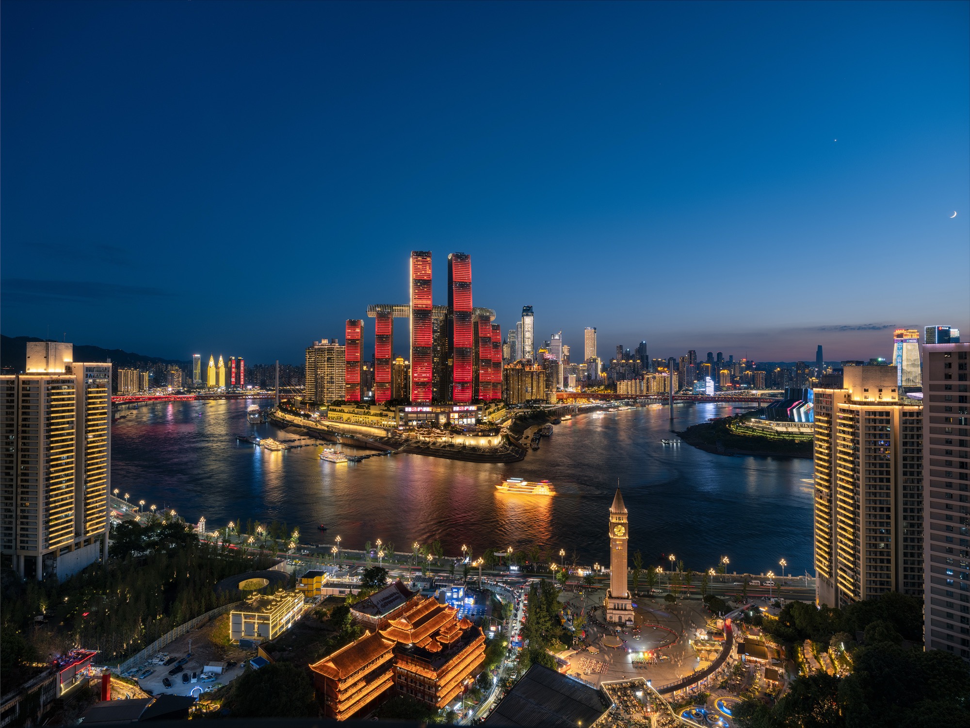 Blue hour over Raffles City Chongqing